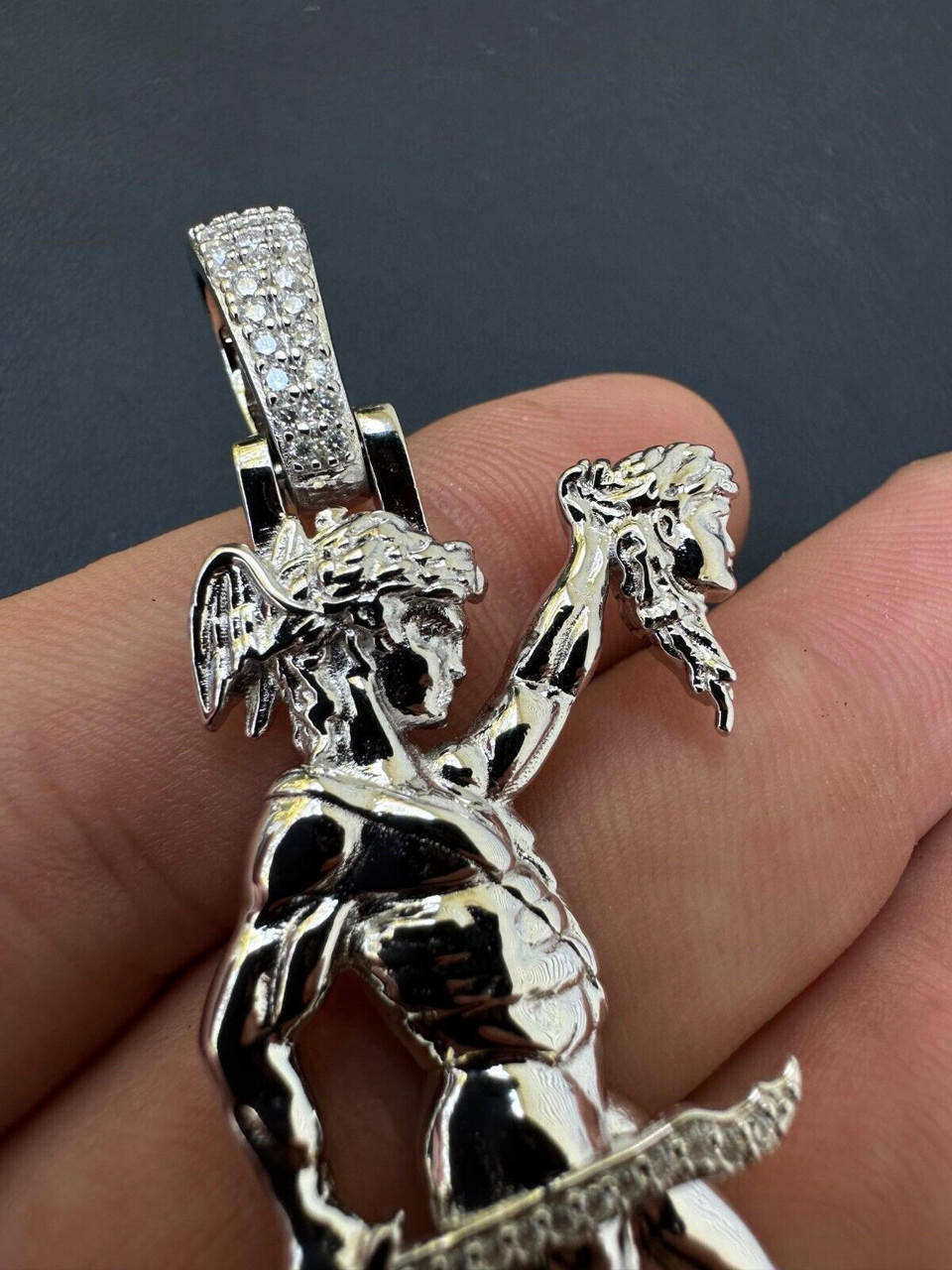 MOISSANITE Perseus W. Medusa Head Pendant - 925 Silver - 3 Sizes 1"-3"