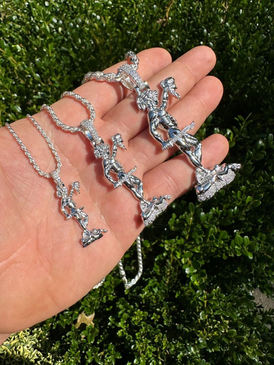 MOISSANITE Perseus W. Medusa Head Pendant - 925 Silver - 3 Sizes 1"-3"