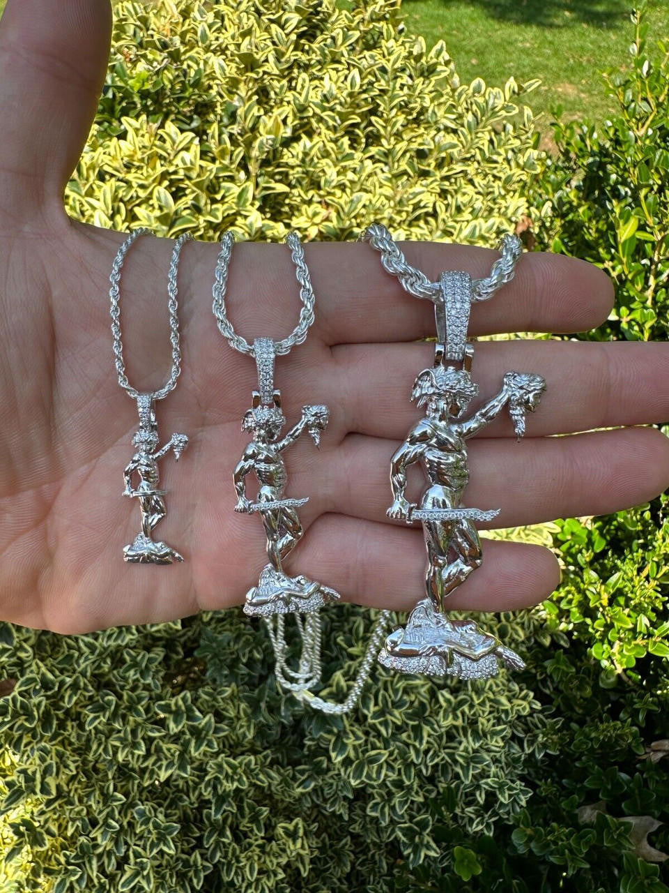 MOISSANITE Perseus W. Medusa Head Pendant - 925 Silver - 3 Sizes 1"-3"