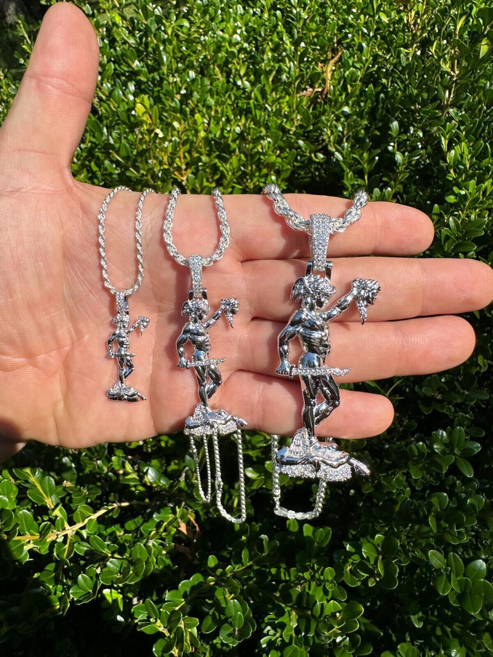 MOISSANITE Perseus W. Medusa Head Pendant - 925 Silver - 3 Sizes 1"-3"