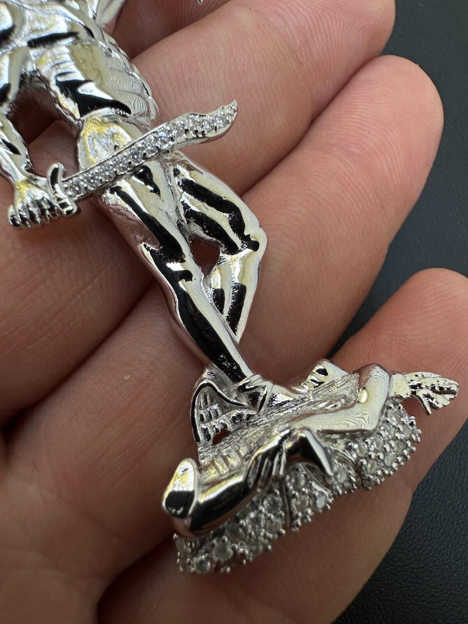 MOISSANITE Perseus W. Medusa Head Pendant - 925 Silver - 3 Sizes 1"-3"