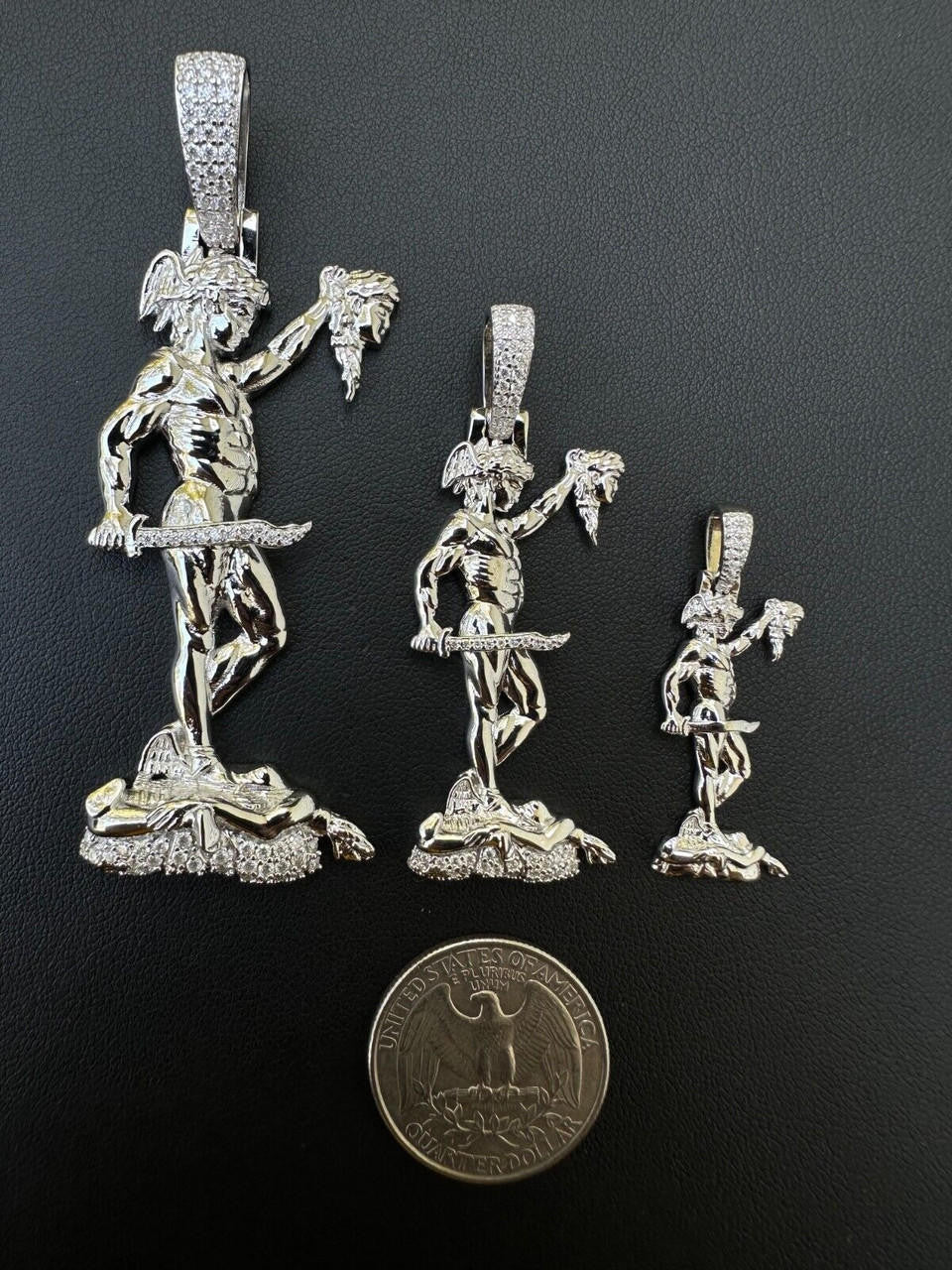 MOISSANITE Perseus W. Medusa Head Pendant - 925 Silver - 3 Sizes 1"-3"