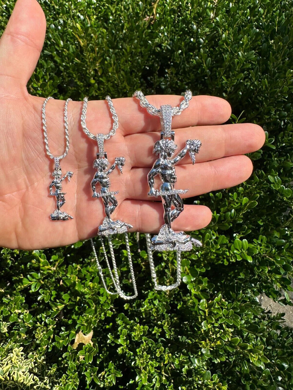MOISSANITE Perseus W. Medusa Head Pendant - 925 Silver - 3 Sizes 1"-3"