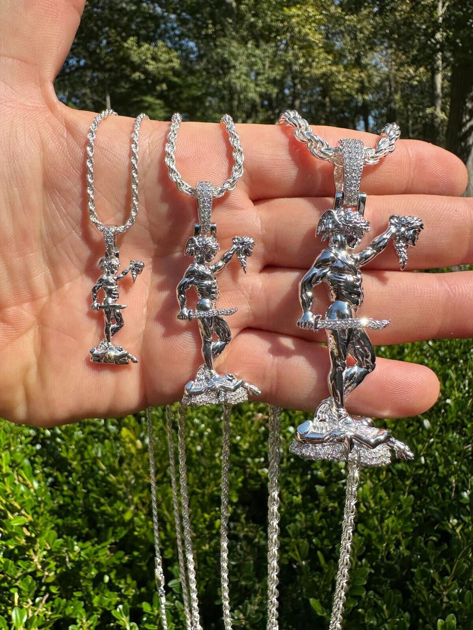 MOISSANITE Perseus W. Medusa Head Pendant - 925 Silver - 3 Sizes 1"-3"
