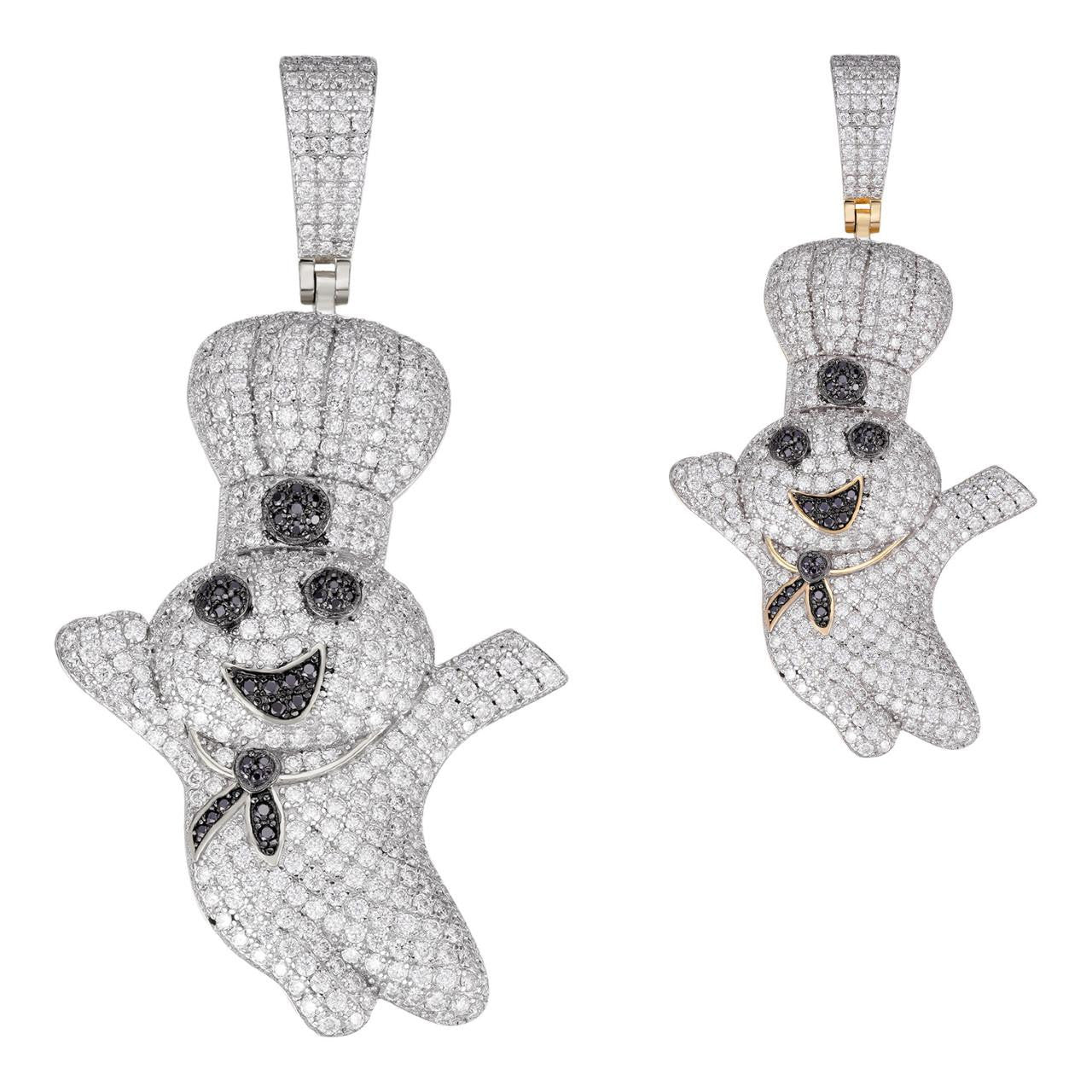 MOISSANITE Pillsbury Doughboy Money Iced Out Pendant - 14k Gold Vermeil Or 925 Silver - Large 2.75"