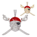 MOISSANITE Pirate Skull & Crossbones Pendant - 14k Gold Vermeil Or 925 Silver - Large 2.25"