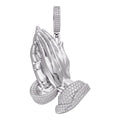 MOISSANITE Praying Folded Hands Religious Pendant - 925 Silver - 3 Sizes 1.25"-2.75"