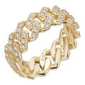 MOISSANITE 8mm Iced Out Prong Cuban Eternity Band Ring - 14k Gold Vermeil 925 Silver