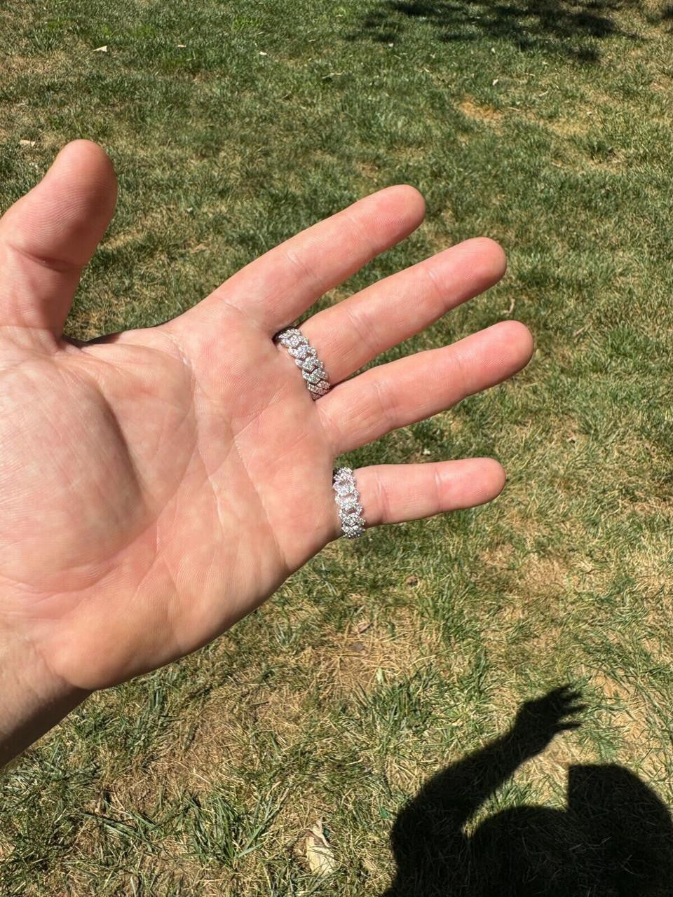 MOISSANITE 8mm Iced Out Prong Cuban Eternity Band Ring - 925 Silver