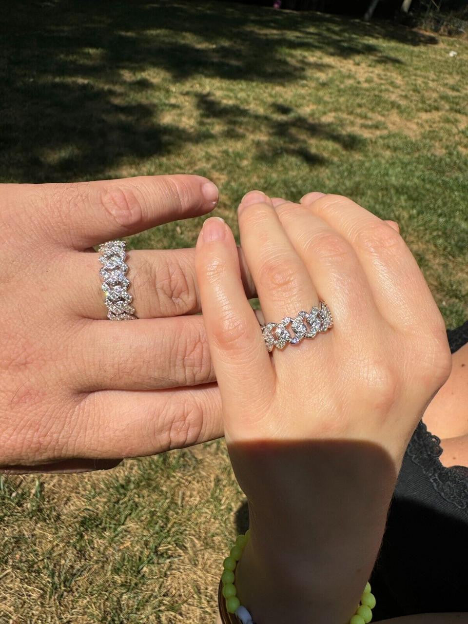 MOISSANITE 8mm Iced Out Prong Cuban Eternity Band Ring - 925 Silver