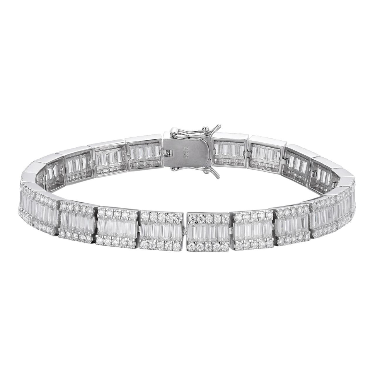 MOISSANITE Rapper Exclusive Baguette Tennis Link Bracelet Iced Out - 925 Silver - 8mm - 7.5"-8.5"