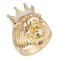 MOISSANITE Rasta King Lion Head Ring - 14k Gold Vermeil 925 Silver