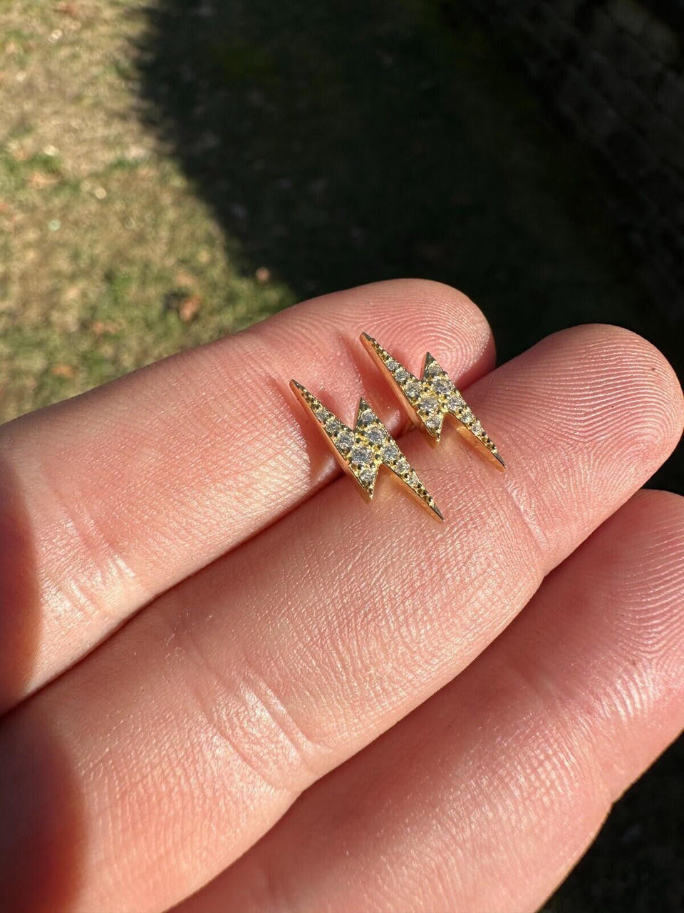 MOISSANITE Lightning Bolt Iced Out Earrings - 14k Gold Vermeil 925 Silver - 6x16mm