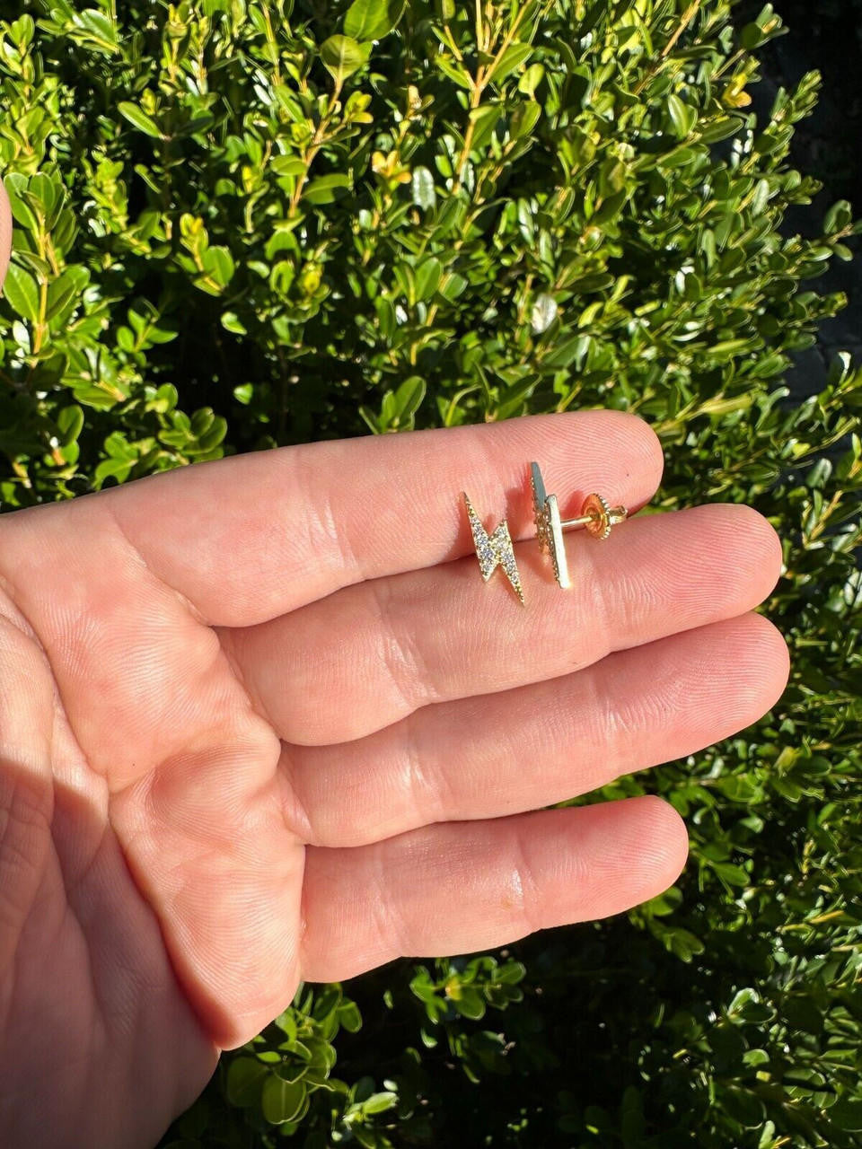 MOISSANITE Lightning Bolt Iced Out Earrings - 14k Gold Vermeil 925 Silver - 6x16mm