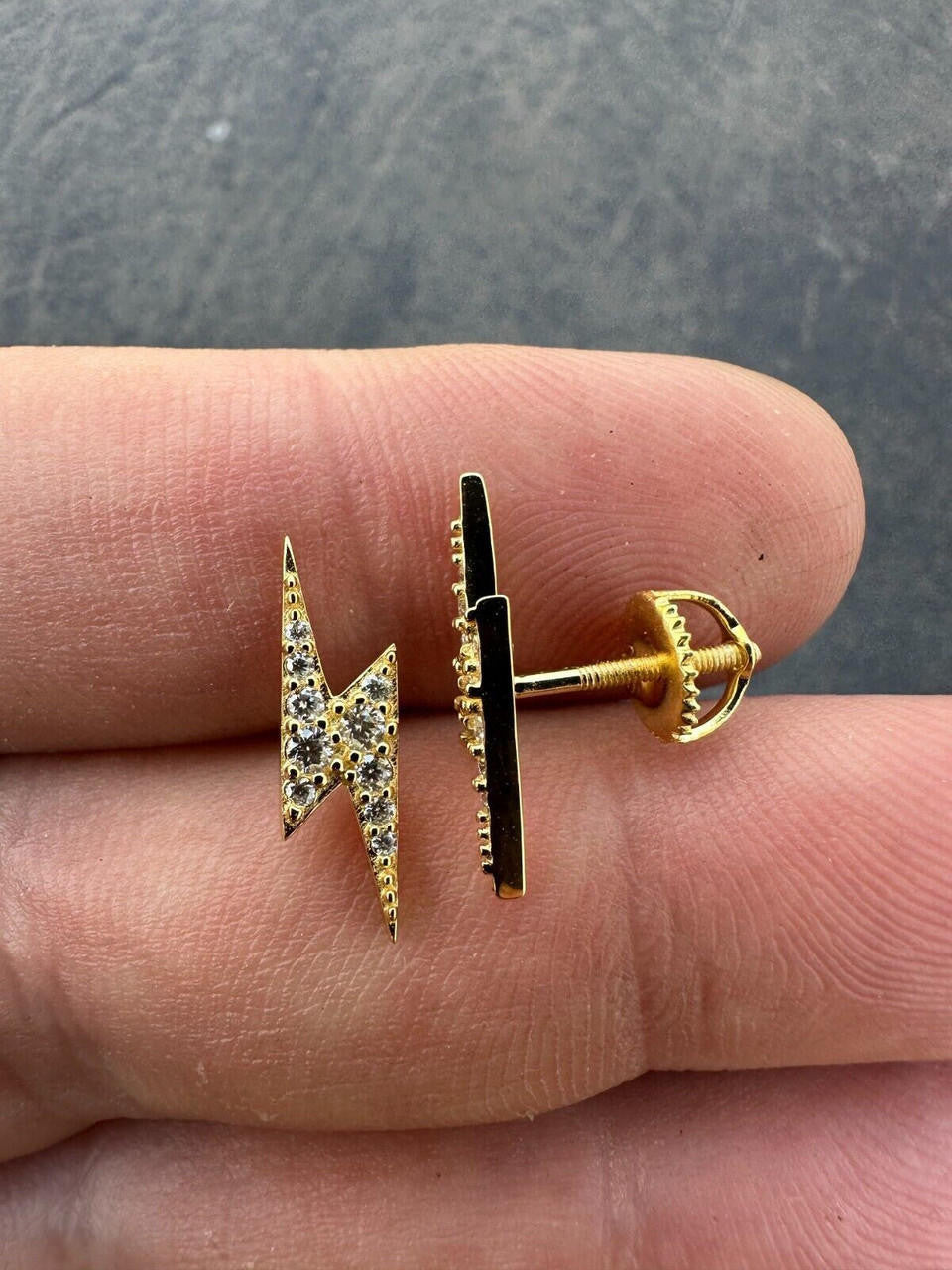MOISSANITE Lightning Bolt Iced Out Earrings - 14k Gold Vermeil 925 Silver - 6x16mm