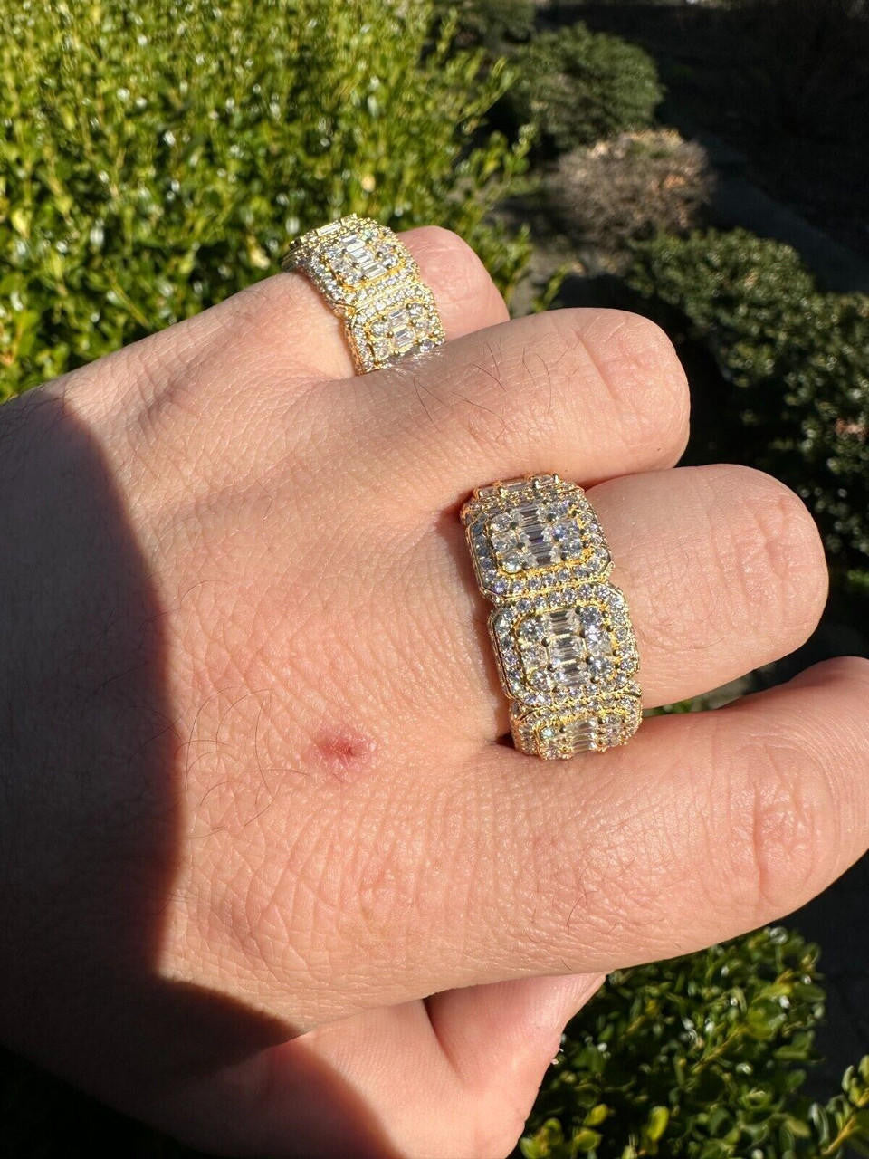 MOISSANITE Baguette Big Boy Eternity Band Ring - 14k Yellow Gold Vermeil 925 Silver