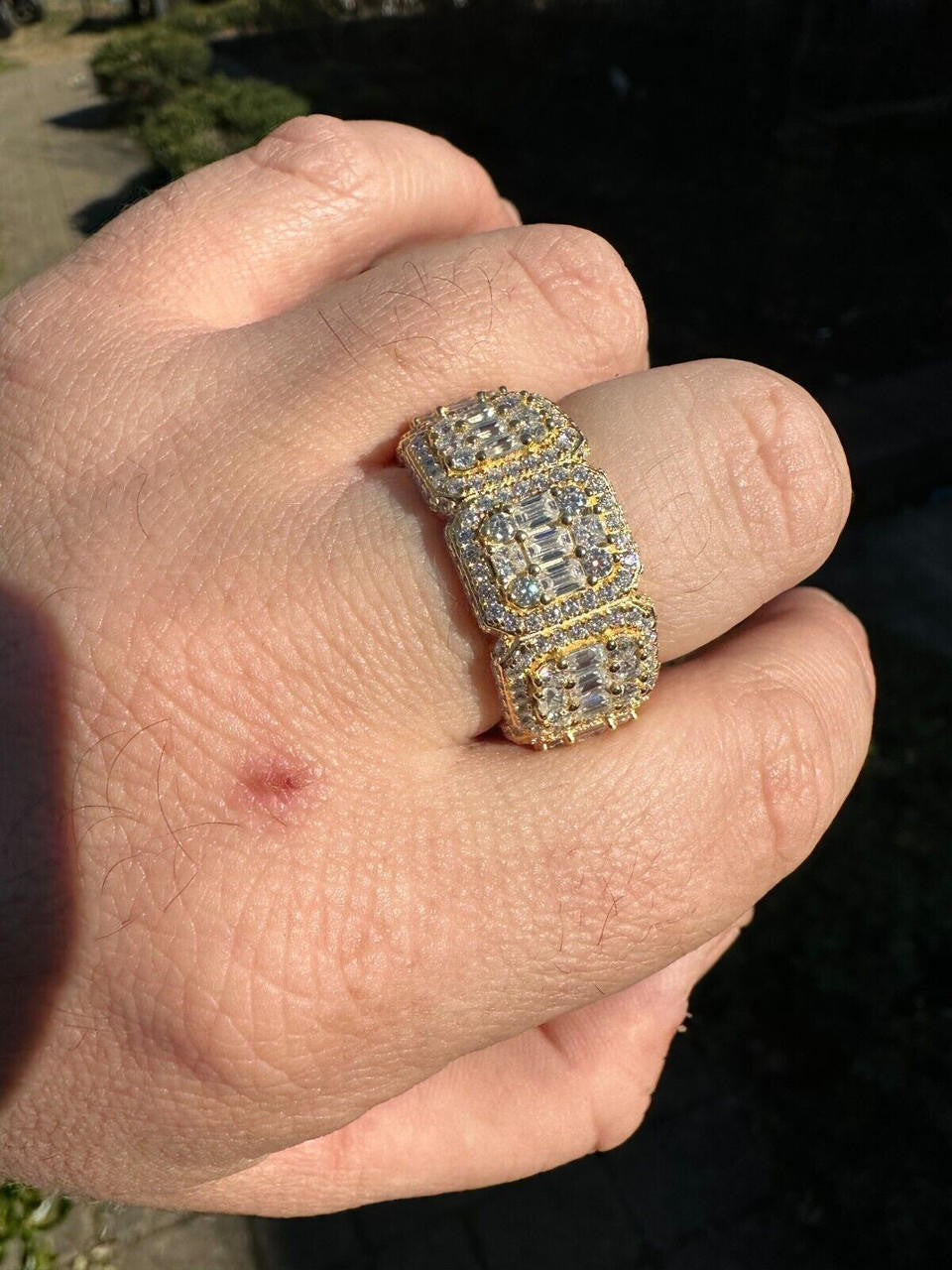 MOISSANITE Baguette Big Boy Eternity Band Ring - 14k Yellow Gold Vermeil 925 Silver