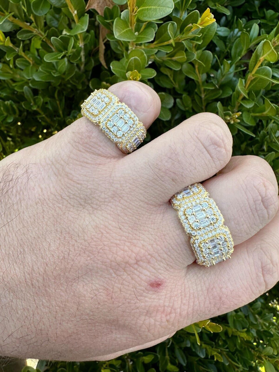 MOISSANITE Baguette Big Boy Eternity Band Ring - 14k Yellow Gold Vermeil 925 Silver