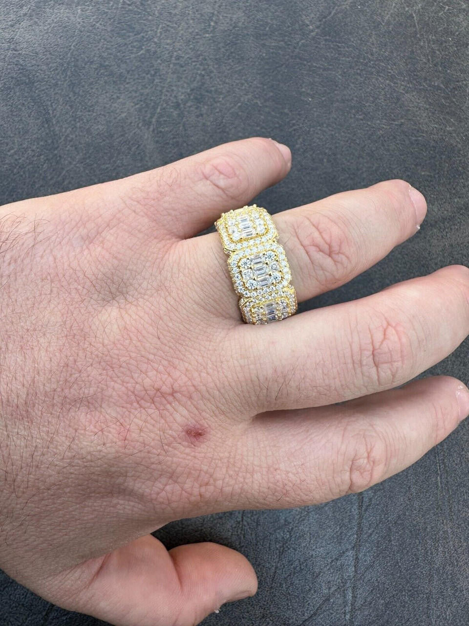 MOISSANITE Baguette Big Boy Eternity Band Ring - 14k Yellow Gold Vermeil 925 Silver