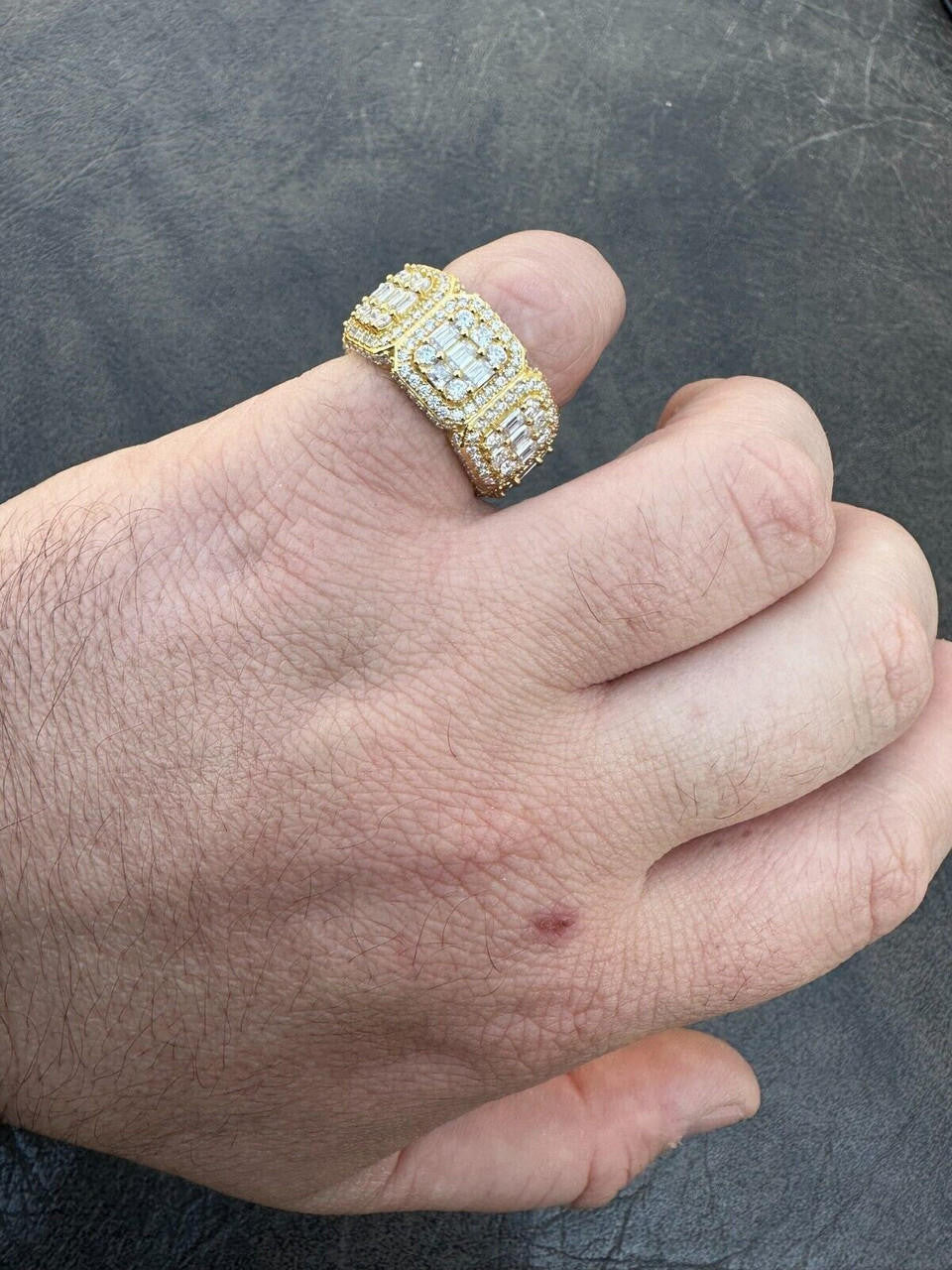 MOISSANITE Baguette Big Boy Eternity Band Ring - 14k Yellow Gold Vermeil 925 Silver
