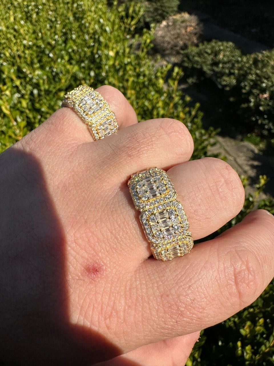MOISSANITE Baguette Big Boy Eternity Band Ring - 14k Yellow Gold Vermeil 925 Silver