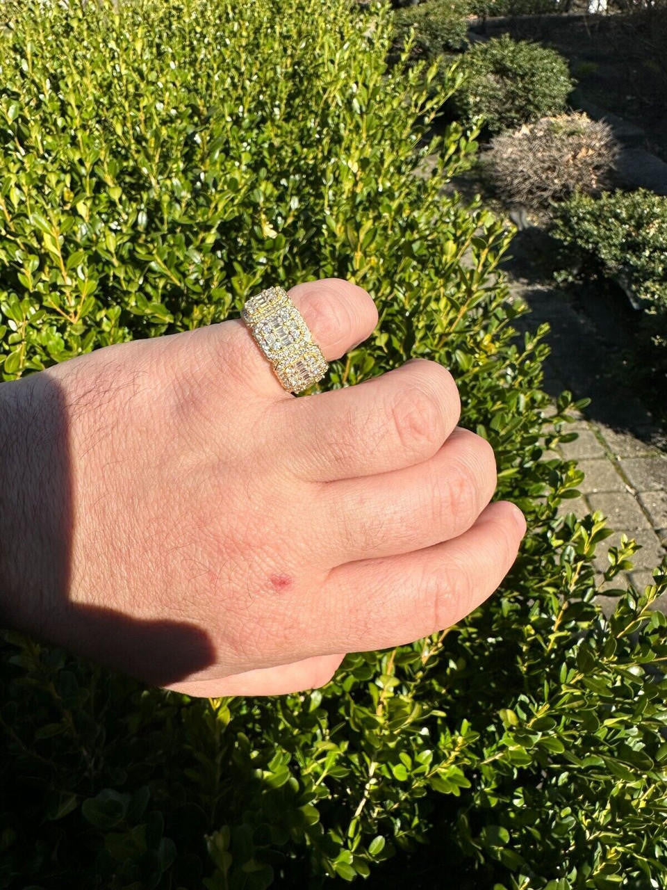 MOISSANITE Baguette Big Boy Eternity Band Ring - 14k Yellow Gold Vermeil 925 Silver