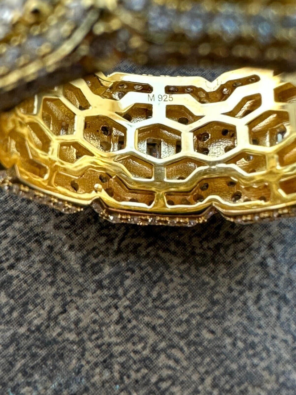 MOISSANITE Baguette Big Boy Eternity Band Ring - 14k Yellow Gold Vermeil 925 Silver