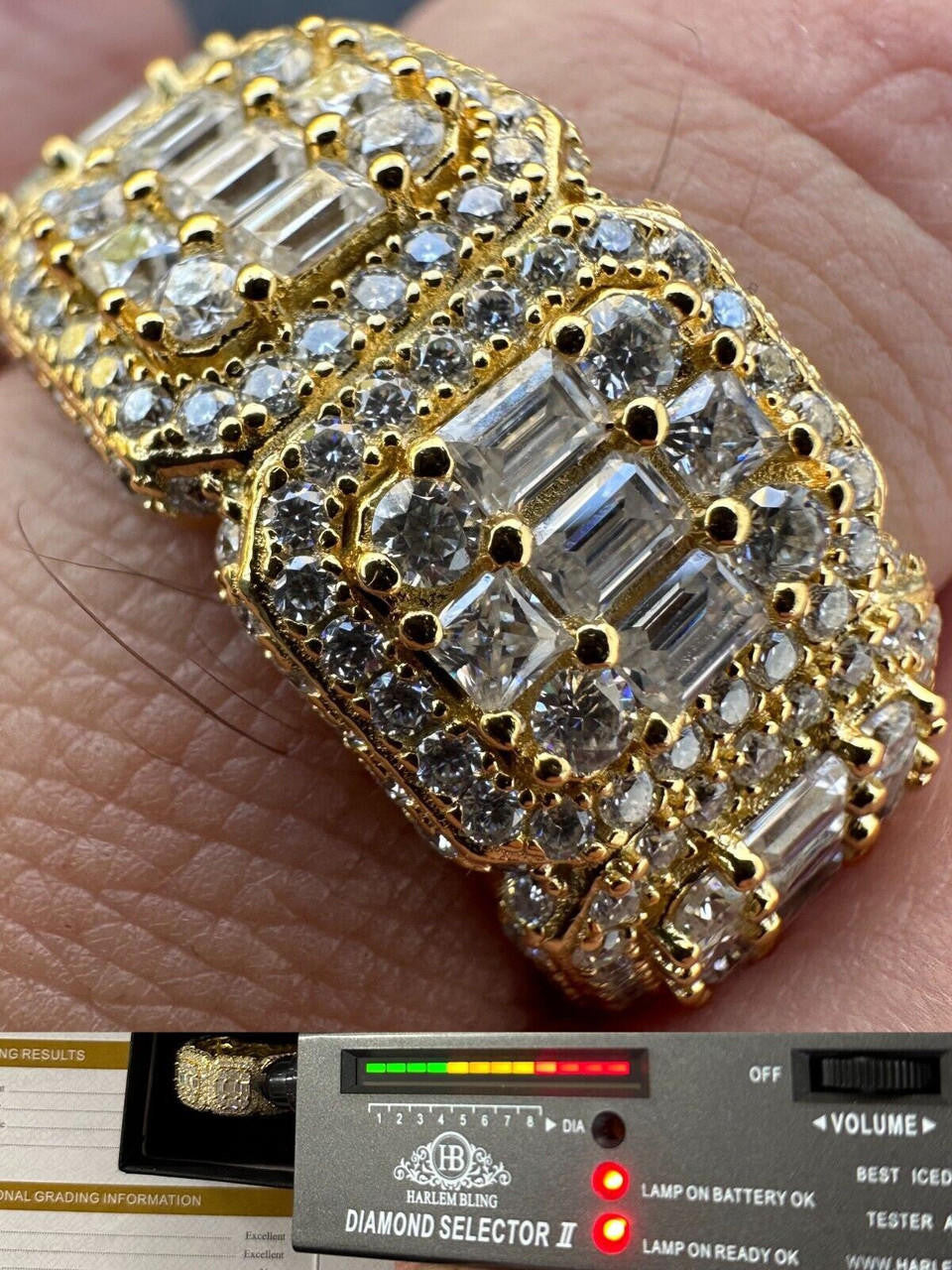 MOISSANITE Baguette Big Boy Eternity Band Ring - 14k Yellow Gold Vermeil 925 Silver