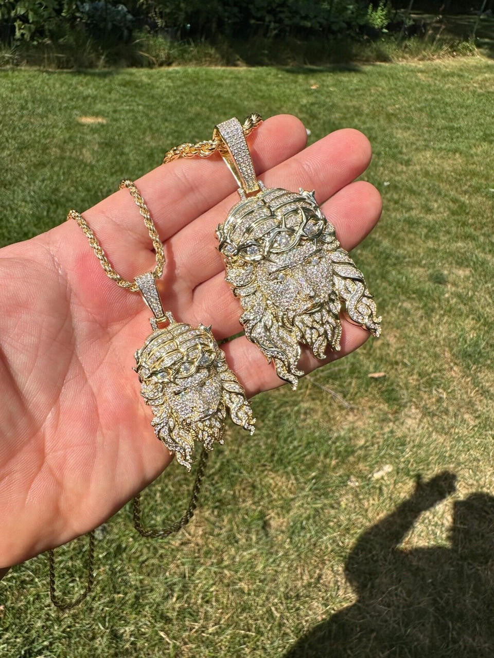 MOISSANITE  Iced Out Hip Hop Jesus Pendant - 14k Gold Vermeil 925 Silver  - 2 Sizes 2.25"-3"
