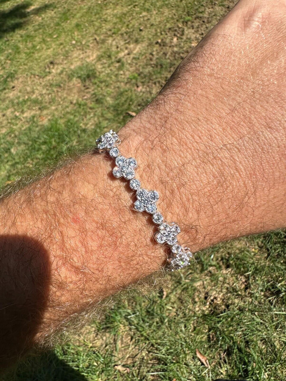 MOISSANITE Clover Tennis Bracelet Iced Out - 925 Silver - 10mm - 6"-8.5"