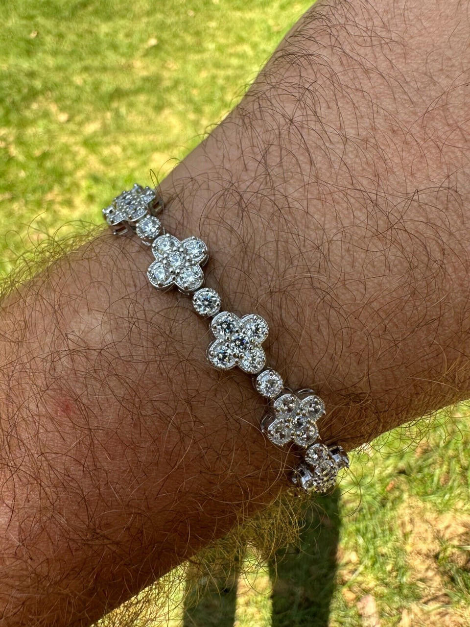 MOISSANITE Clover Tennis Bracelet Iced Out - 925 Silver - 10mm - 6"-8.5"