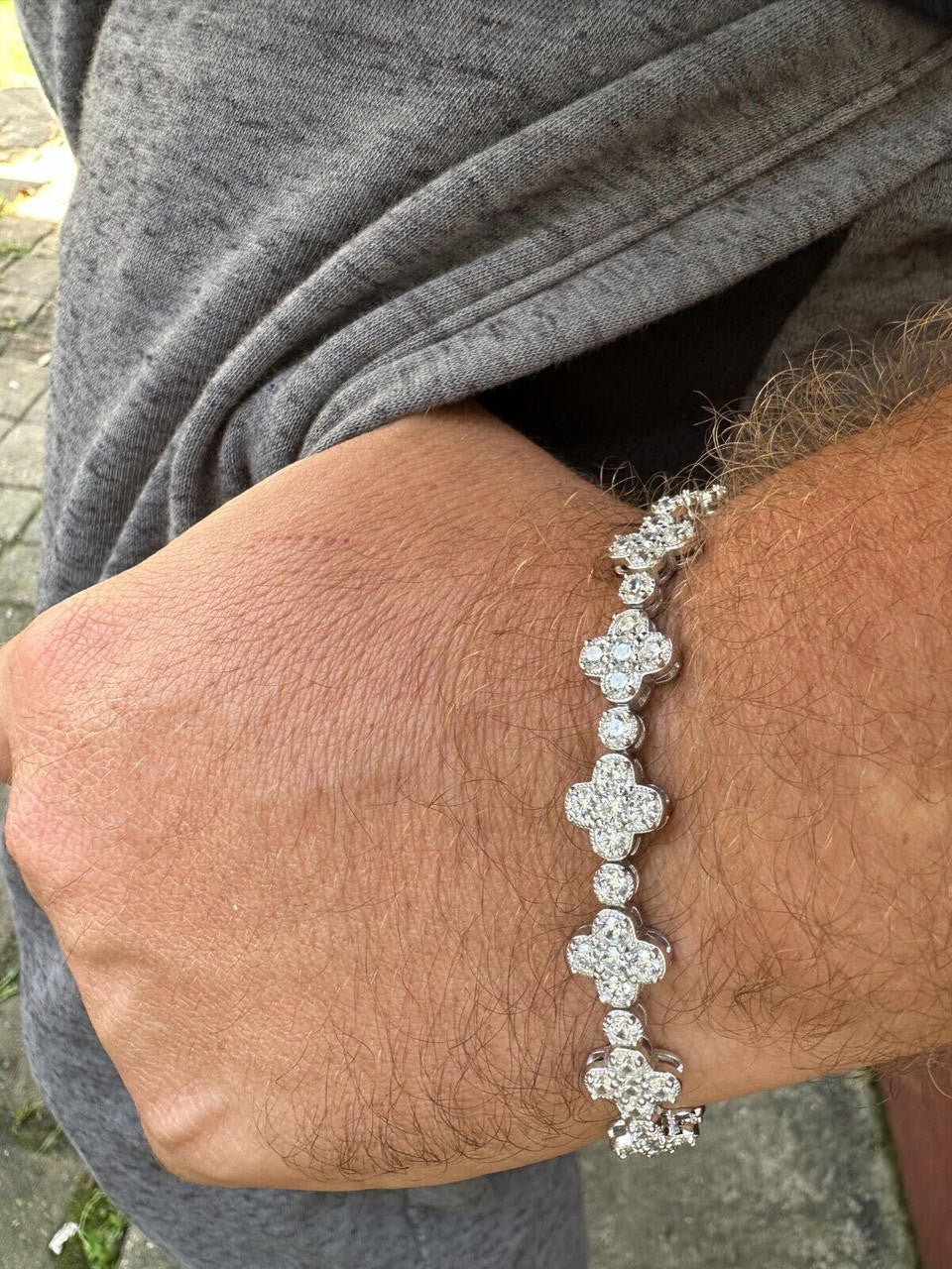 MOISSANITE Clover Tennis Bracelet Iced Out - 925 Silver - 10mm - 6"-8.5"
