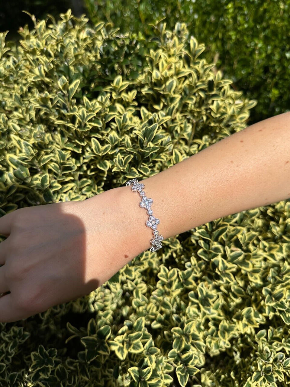 MOISSANITE Clover Tennis Bracelet Iced Out - 925 Silver - 10mm - 6"-8.5"
