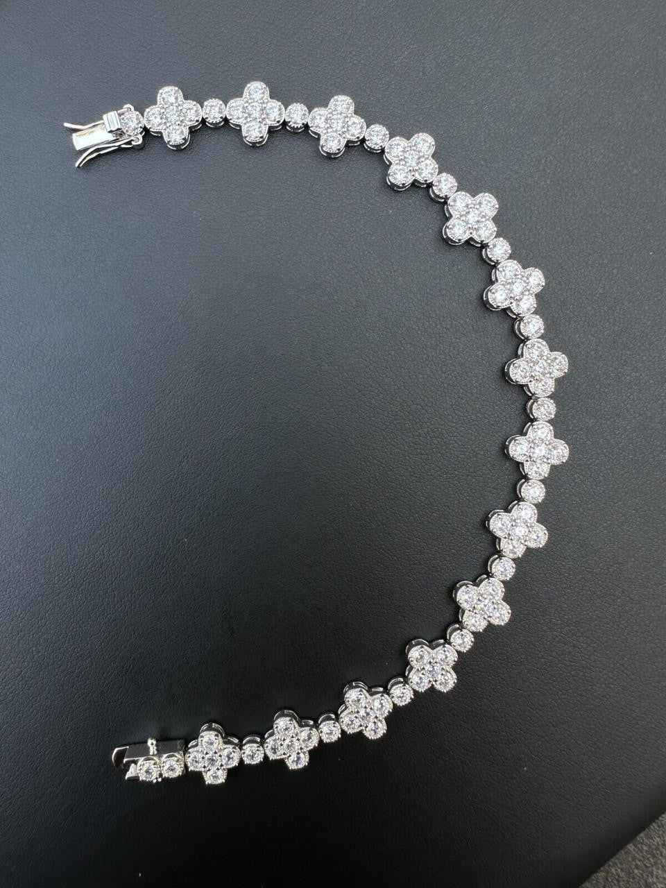 MOISSANITE Clover Tennis Bracelet Iced Out - 925 Silver - 10mm - 6"-8.5"