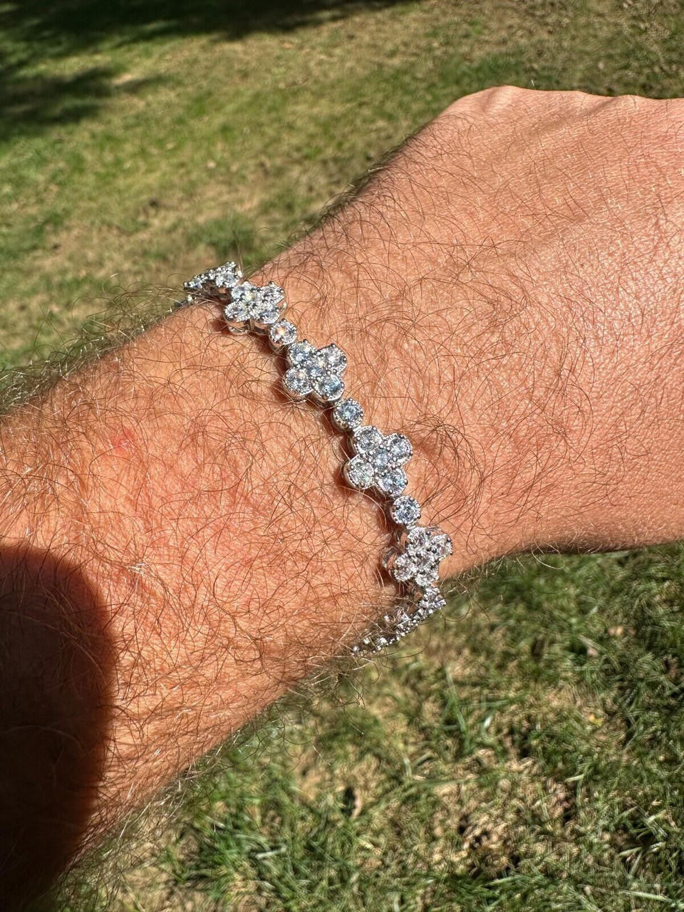 MOISSANITE Clover Tennis Bracelet Iced Out - 925 Silver - 10mm - 6"-8.5"