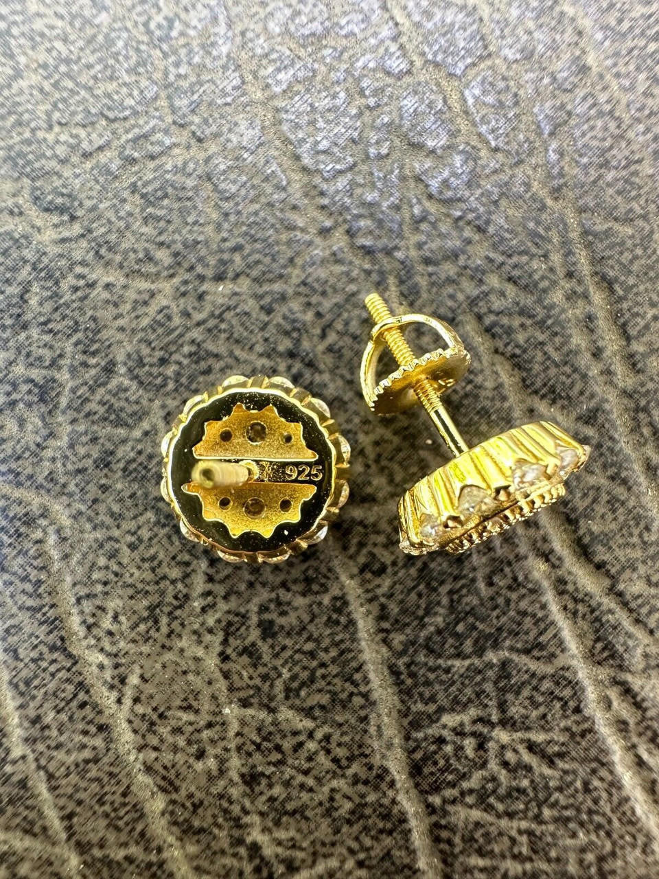 MOISSANITE Fully Iced Out Round Hip Hop Earrings - 14k Gold Vermeil 925 Silver - 10.5mm