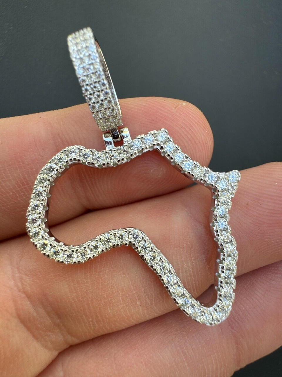MOISSANITE Africa Map Hip Hop Pendant - 14k Gold Vermeil Or 925 Silver - Small 1.5"