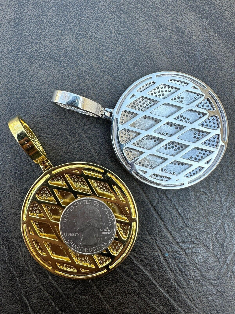 MOISSANITE Allah Medallion Arabic Iced Out Pendant - 14k Gold Vermeil Or 925 Silver - Large 2.75"