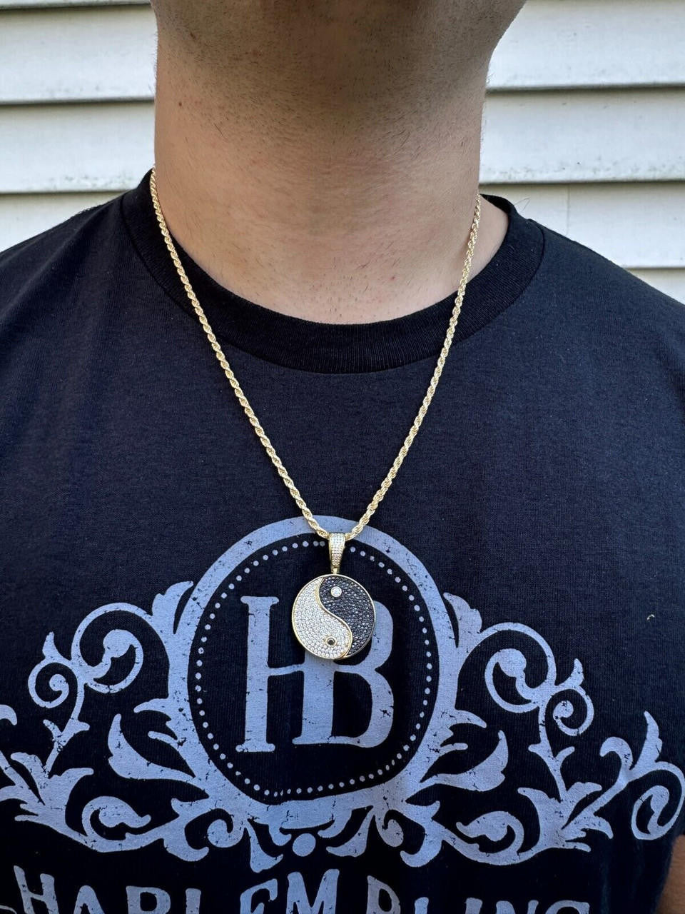 MOISSANITE Ying Yang Chinese Symbol Iced Out Pendant - 14k Gold Vermeil Or 925 Silver - Small 1.5"