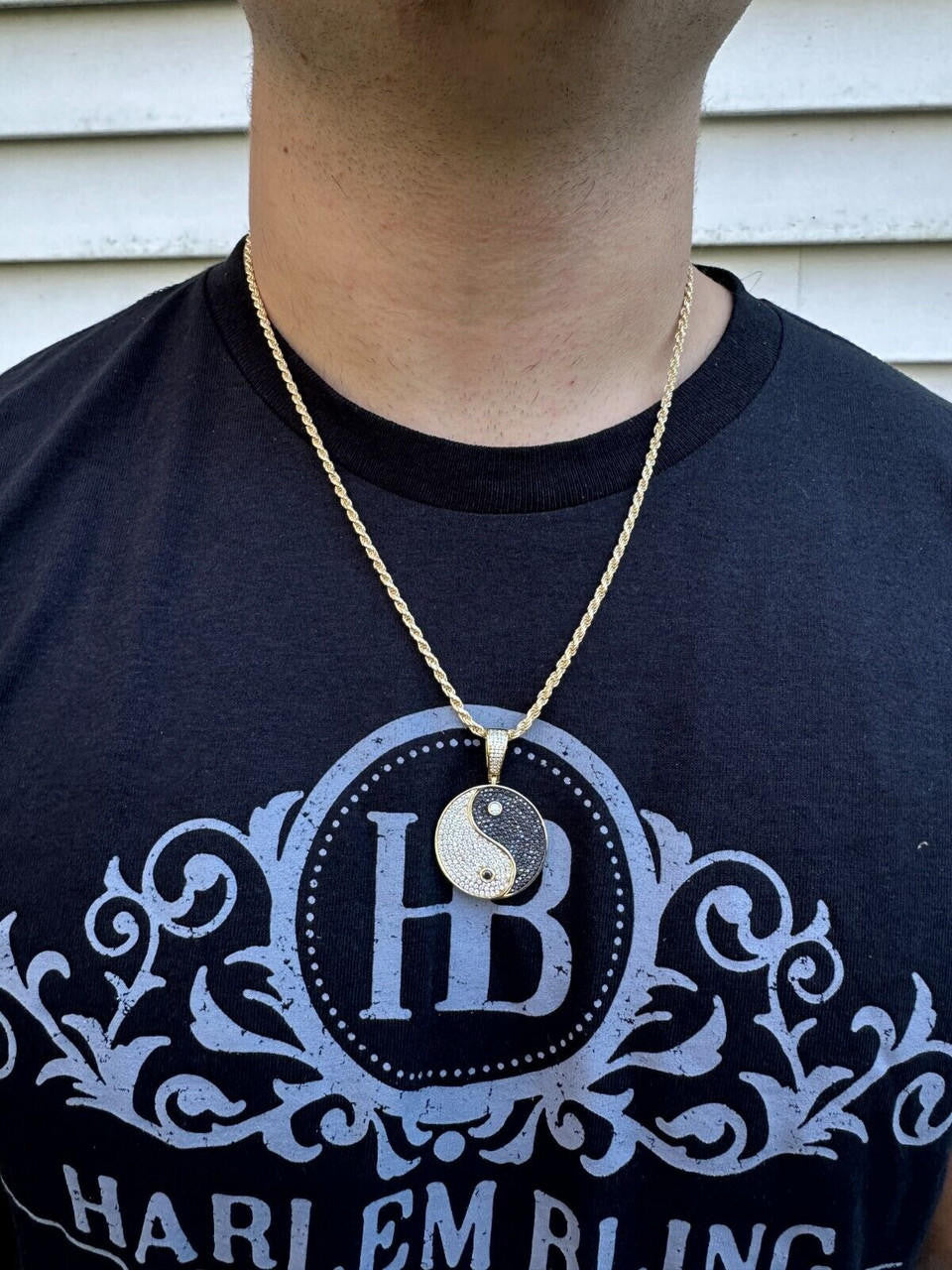 MOISSANITE Ying Yang Chinese Symbol Iced Out Pendant - 14k Gold Vermeil Or 925 Silver - Small 1.5"