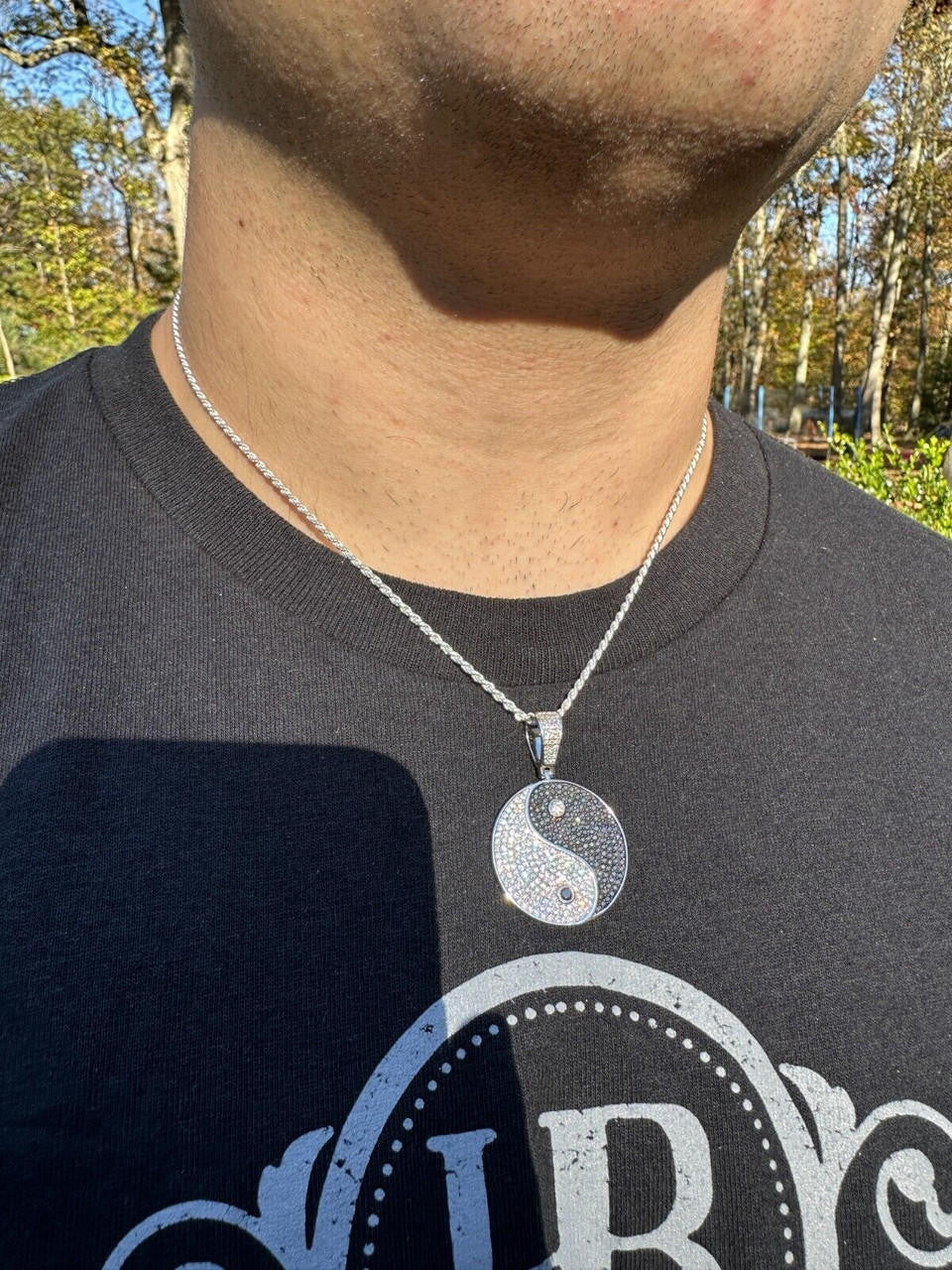MOISSANITE Ying Yang Chinese Symbol Iced Out Pendant - 14k Gold Vermeil Or 925 Silver - Small 1.5"