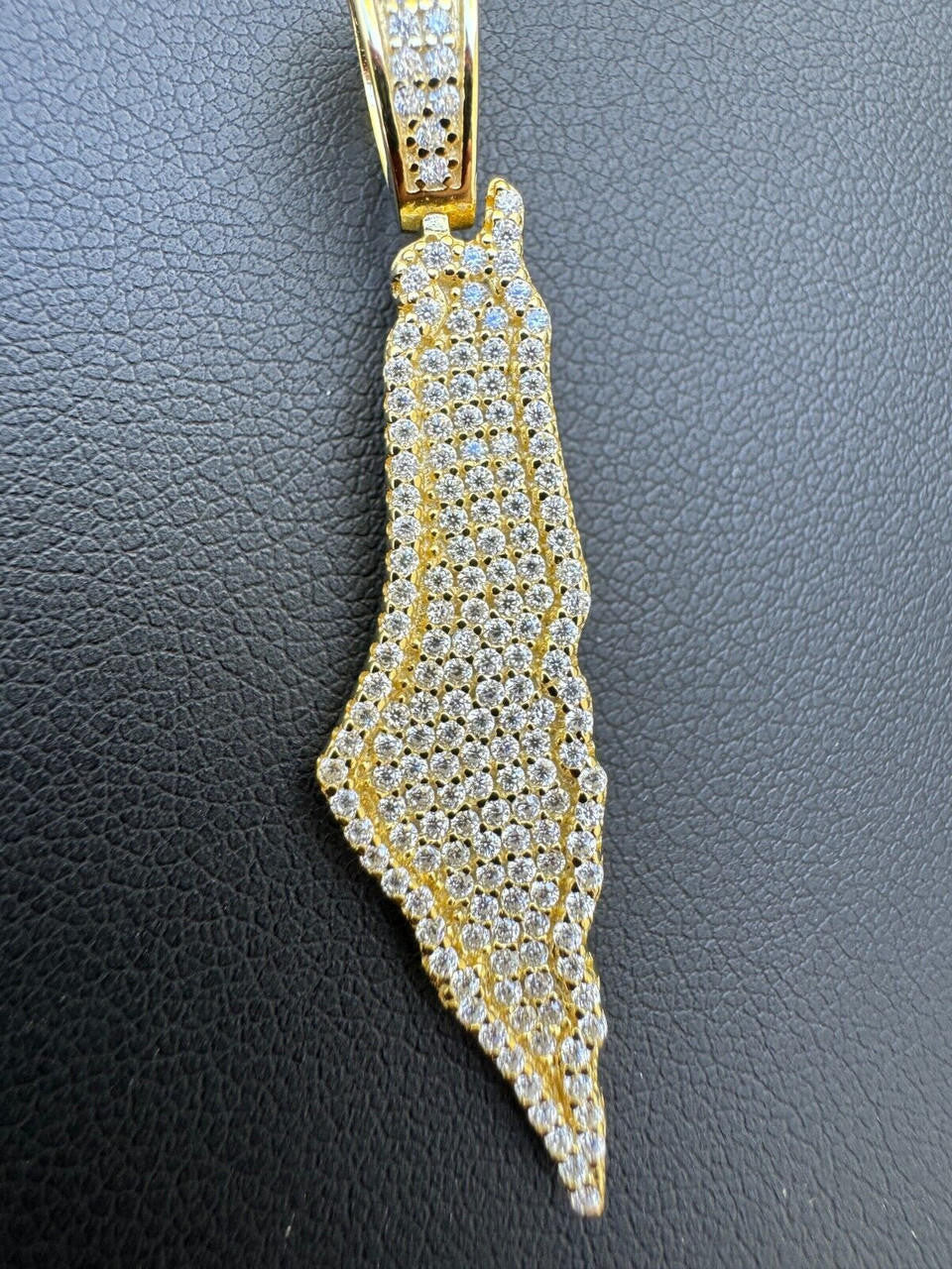 MOISSANITE Land Of Israel/Palestine Pendant - 14k Gold Vermeil Or 925 Silver - Medium 1.75"