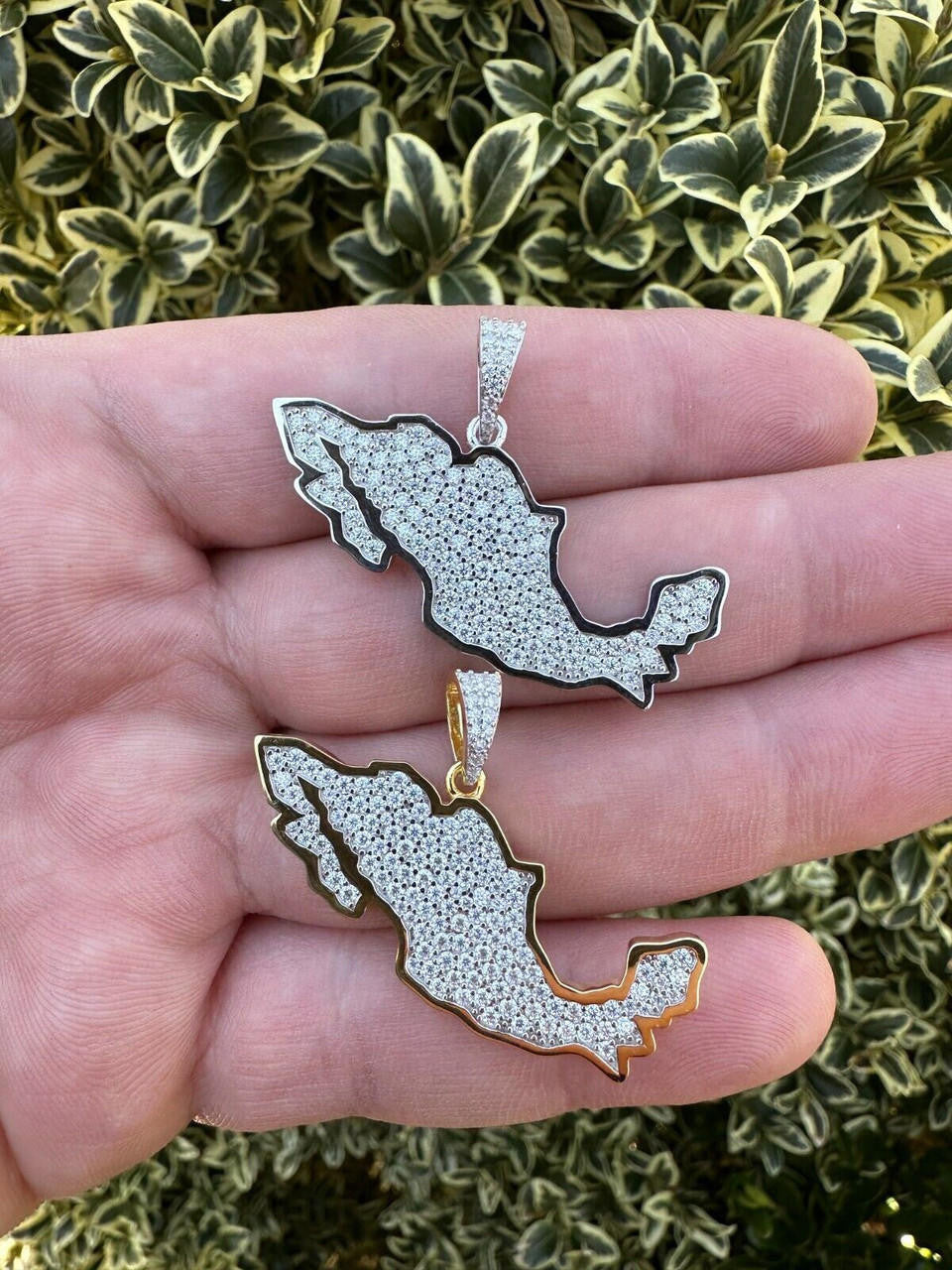 MOISSANITE Mexico Map Shape Pendant - 14k Gold Vermeil Or 925 Silver - Small 1.5"