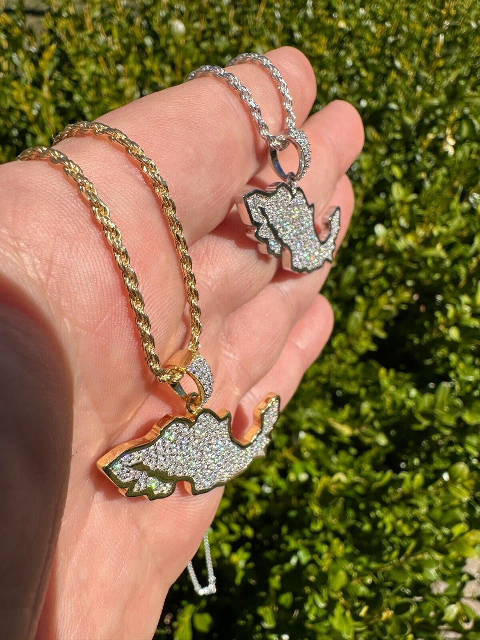 MOISSANITE Mexico Map Shape Pendant - 14k Gold Vermeil Or 925 Silver - Small 1.5"