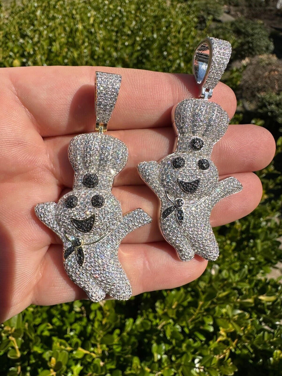 MOISSANITE Pillsbury Doughboy Money Iced Out Pendant - 14k Gold Vermeil Or 925 Silver - Large 2.75"