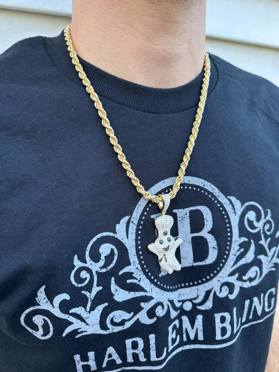 MOISSANITE Pillsbury Doughboy Money Iced Out Pendant - 14k Gold Vermeil Or 925 Silver - Large 2.75"