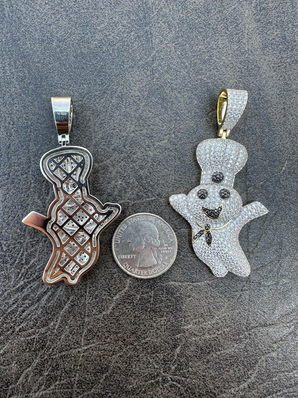 MOISSANITE Pillsbury Doughboy Money Iced Out Pendant - 14k Gold Vermeil Or 925 Silver - Large 2.75"