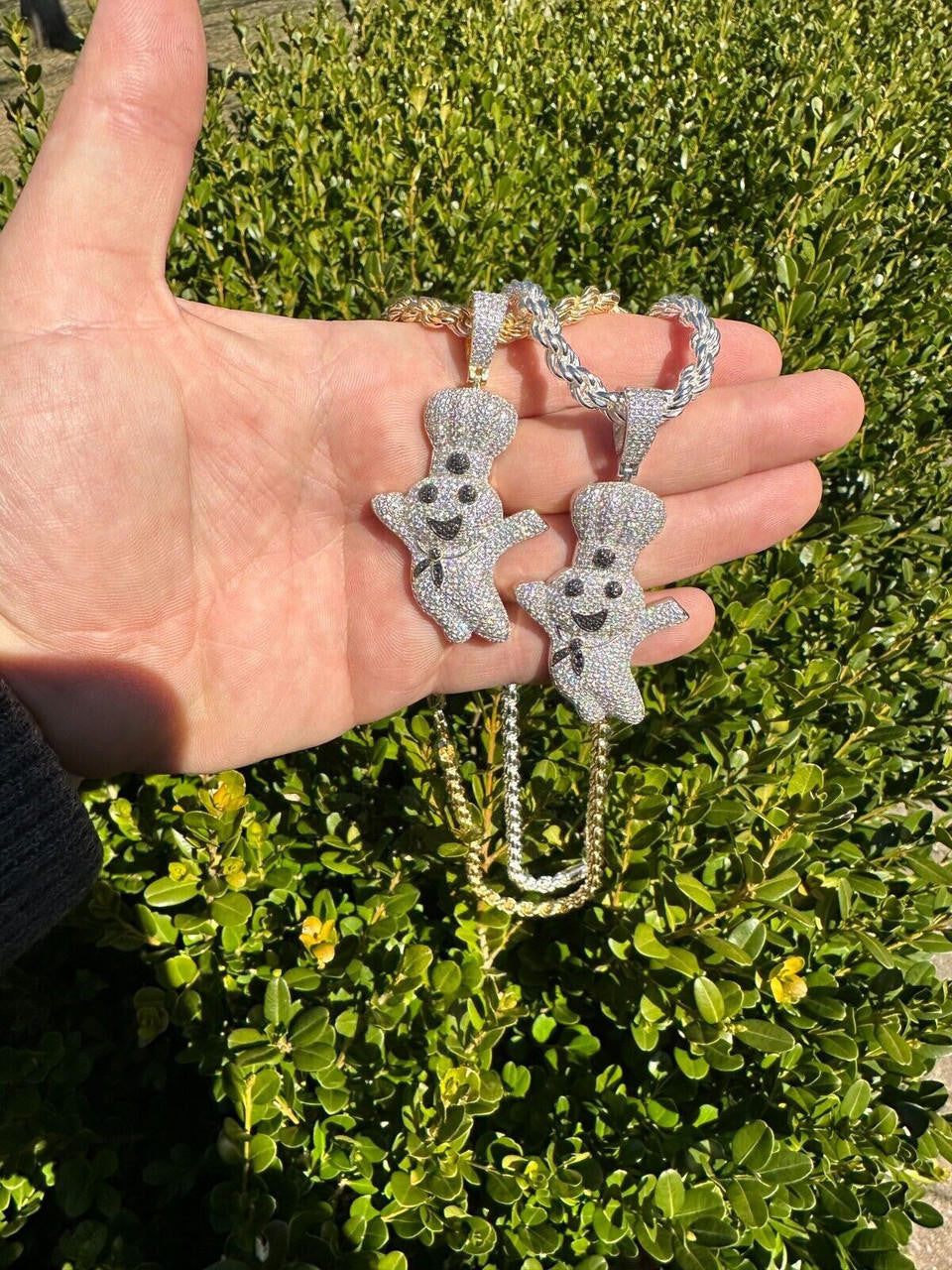 MOISSANITE Pillsbury Doughboy Money Iced Out Pendant - 14k Gold Vermeil Or 925 Silver - Large 2.75"