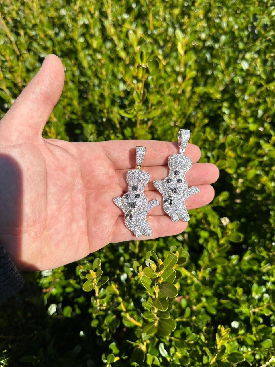 MOISSANITE Pillsbury Doughboy Money Iced Out Pendant - 14k Gold Vermeil Or 925 Silver - Large 2.75"