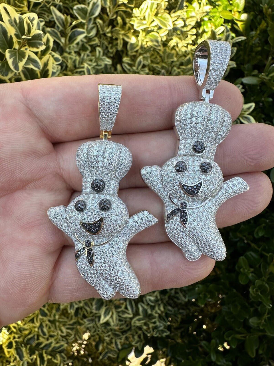 MOISSANITE Pillsbury Doughboy Money Iced Out Pendant - 14k Gold Vermeil Or 925 Silver - Large 2.75"